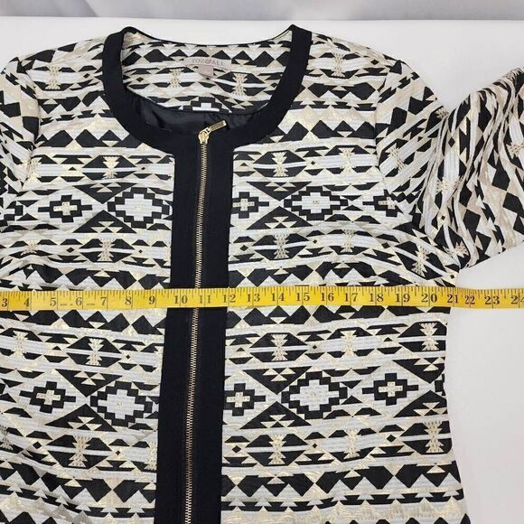 Roz & Ali Size L Woman 3/4 Sleeve Full Zip Jacket Blazer Geometric Aztec Print B - Picture 5 of 7